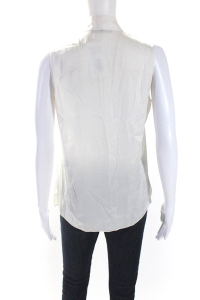 Kobi Halperin Womens Sleeveless V Neck Pullover Silk Blouse White Size XS