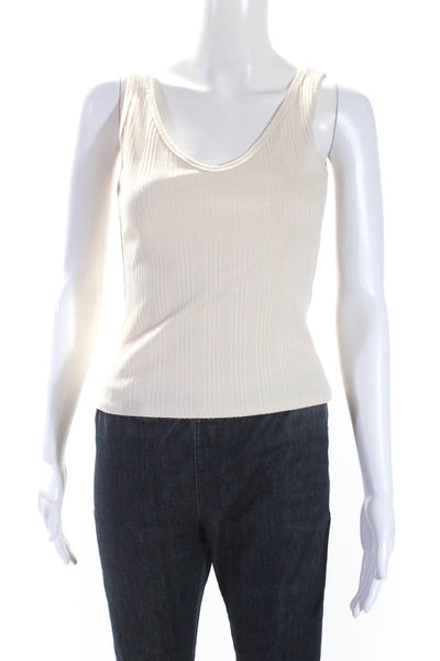 Reformation Womens Sleeveless Rib Knit V Neck Tank Top Beige Size Small