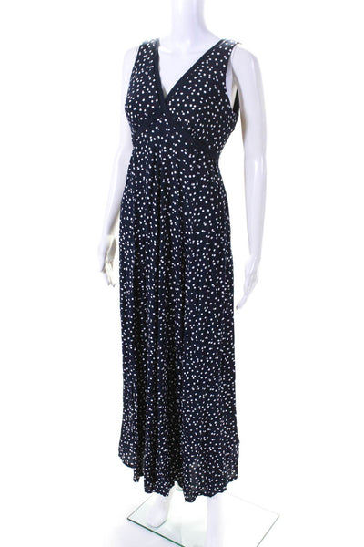 HD In Paris Womens Polka Dot Sleeveless Wide Leg Zipped Jumpsuit Navy Size 4