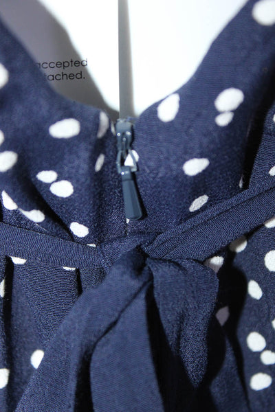 HD In Paris Womens Polka Dot Sleeveless Wide Leg Zipped Jumpsuit Navy Size 4