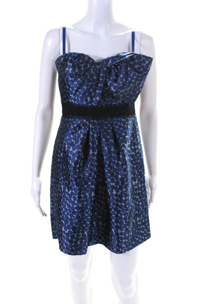 BCBG Max Azria Womens Polka Dot Empire Waist Zipped Sleeveless Dress Blue Size 4