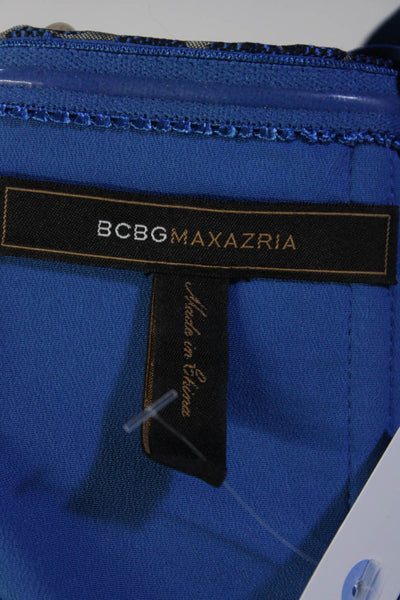 BCBG Max Azria Womens Polka Dot Empire Waist Zipped Sleeveless Dress Blue Size 4