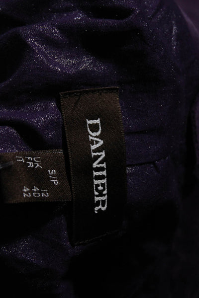 Danier Womens Leather Suede Full Zip Round Neck Lined Jacket Purple Size S