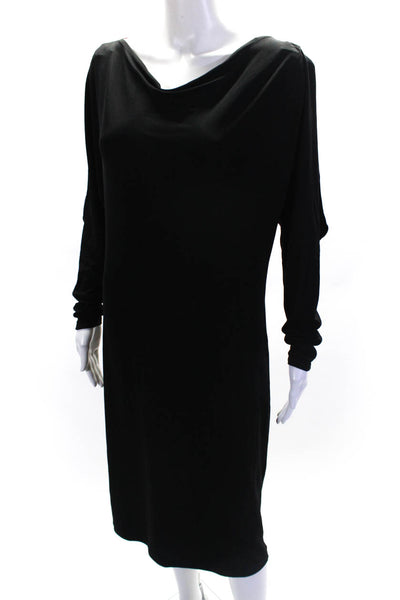Donna Karan Womens Stretch Boat Neck Long Sleeve Pencil Dress Black Size L