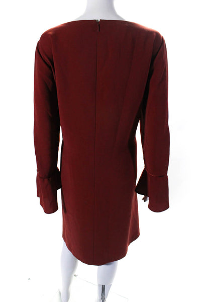 Lafayette 148 New York Womens Round Neck Long Sleeve Zip Up Dress Red Size L