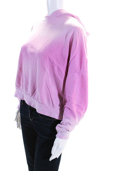 Michael Lauren Womens Cotton Ombre Print Long Sleeve Pullover Hoodie Pink Size M