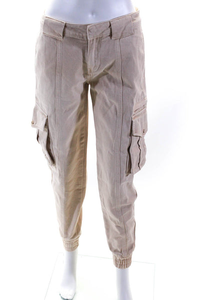 Ser.O.Ya Womens Cotton Snapped Buttoned Zipped Tapered Pants Beige Size EUR25