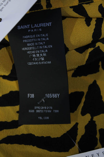 Saint Laurent Women's Long Sleeves Button Down Animal Print Silk Blouse Size 36
