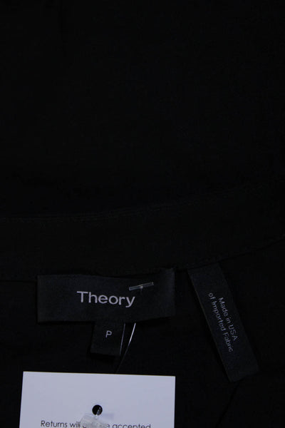 Theory Women's Round Neck Sleeveless Pockets A-Line Mini Dress Black Size P