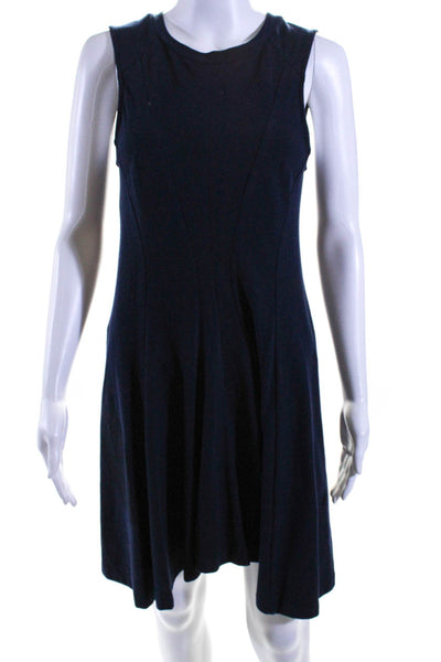 Marni Women's Round Neck Sleeveless Fit Flare Midi Dress Navy Blue Size S