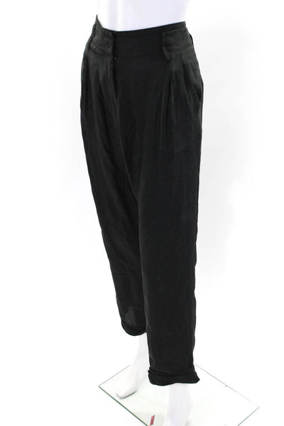 Allsaints Womens Pleated Hook Closure High-Rise Tapered Pants Black Size 8