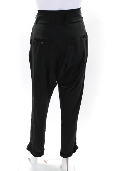 Allsaints Womens Pleated Hook Closure High-Rise Tapered Pants Black Size 8