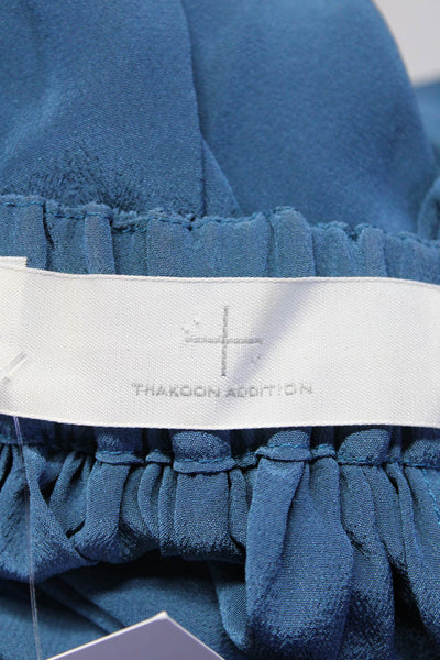 Thakoon Addition Womens Elastic Waist Pleated Button Up Mini Skirt Blue Size L