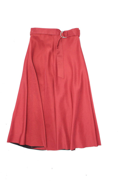 Zara Womens Unlined Belted Zip Up Flared Maxi Skirt Red Size S Lot 2