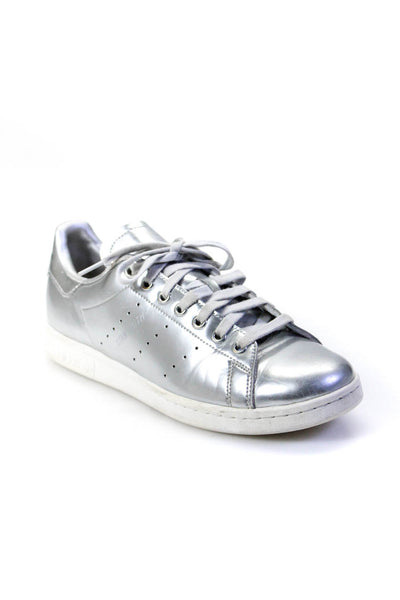 Adidas Stan Smith Womens Lace-Up Tied Round Toe Slip-On Sneakers Silver Size 10
