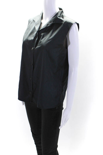 Prada Womens Silk Button Down Tank Top Black Size EUR 44