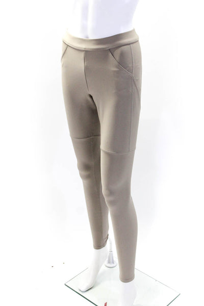 Alo Womens Mid Rise Two Pocket Active Pull On Ankle Leggings Beige Size M