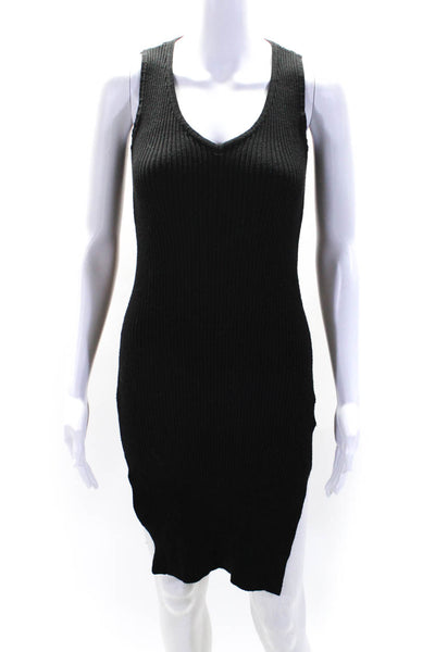 Magaschoni Womens Knit V-Neck Sleeveless Stretch Bodycon Dress Black Size S