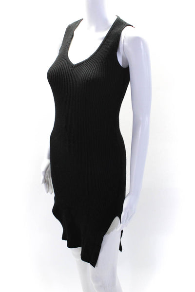 Magaschoni Womens Knit V-Neck Sleeveless Stretch Bodycon Dress Black Size S