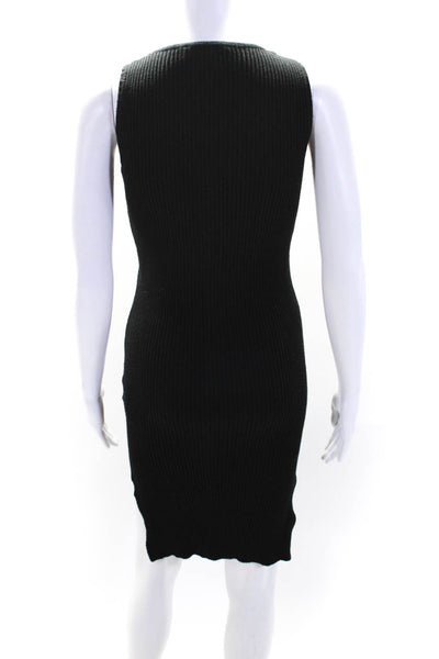 Magaschoni Womens Knit V-Neck Sleeveless Stretch Bodycon Dress Black Size S