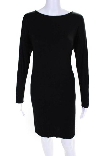 Vince Womens Long Sleeve Stretch Shift Dress Black Size M