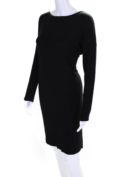 Vince Womens Long Sleeve Stretch Shift Dress Black Size M