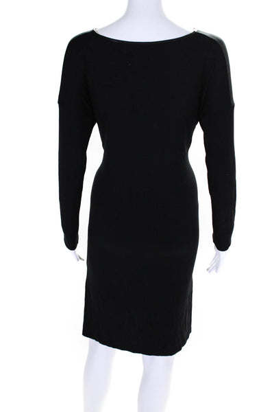 Vince Womens Long Sleeve Stretch Shift Dress Black Size M