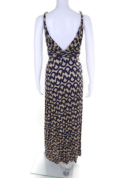 T Bags Los Angeles Womens Printed Jersey V Neck Midi Dress Beige Purple Small