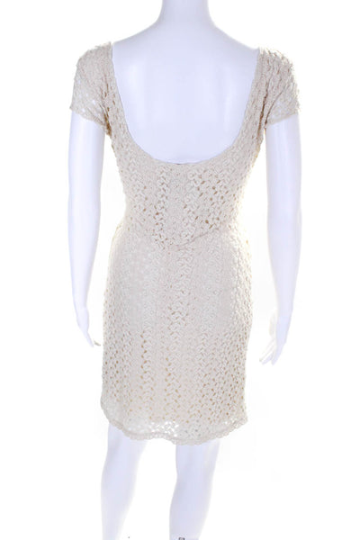 Free People Womens Knit Lace Scoop Neck Cap Sleeve Sheath Dress Beige Medium