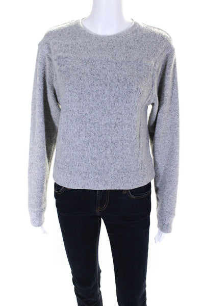 T Alexander Wang Womens Gray Wool Fuzzy Crew Neck Pullover Sweatshirt Size S