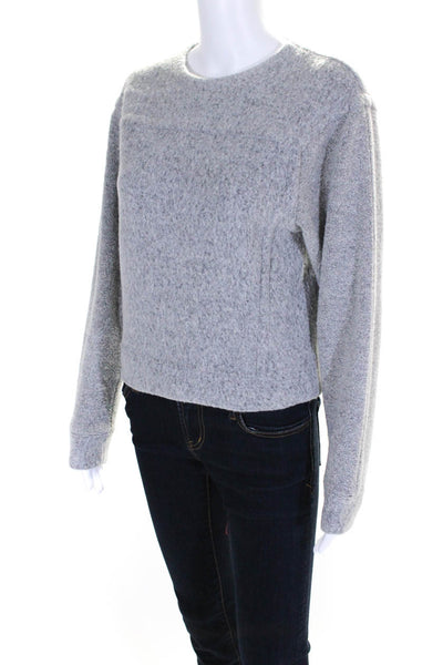 T Alexander Wang Womens Gray Wool Fuzzy Crew Neck Pullover Sweatshirt Size S