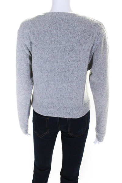 T Alexander Wang Womens Gray Wool Fuzzy Crew Neck Pullover Sweatshirt Size S