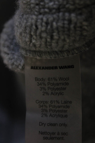 T Alexander Wang Womens Gray Wool Fuzzy Crew Neck Pullover Sweatshirt Size S