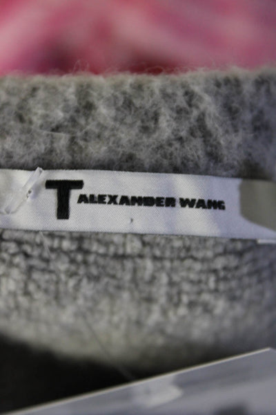 T Alexander Wang Womens Gray Wool Fuzzy Crew Neck Pullover Sweatshirt Size S