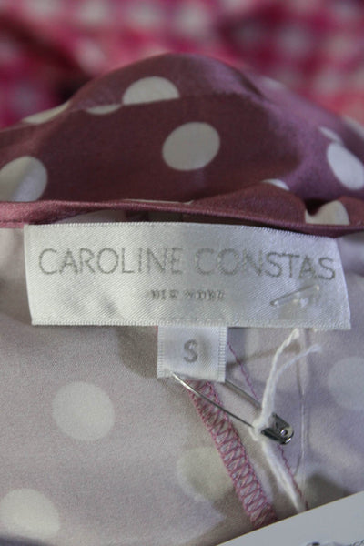 Caroline Constas Womens Pink Silk Polka Dot Twist Bell Sleeve Blouse Top Size S