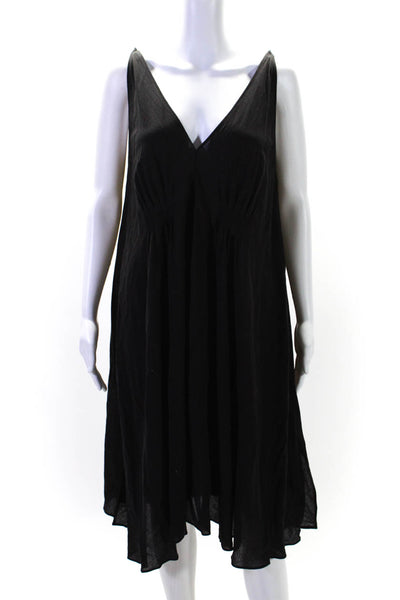 & Other Stories Womens V-Neck Low Back Pleated Sleeveless Dress Black Size 10