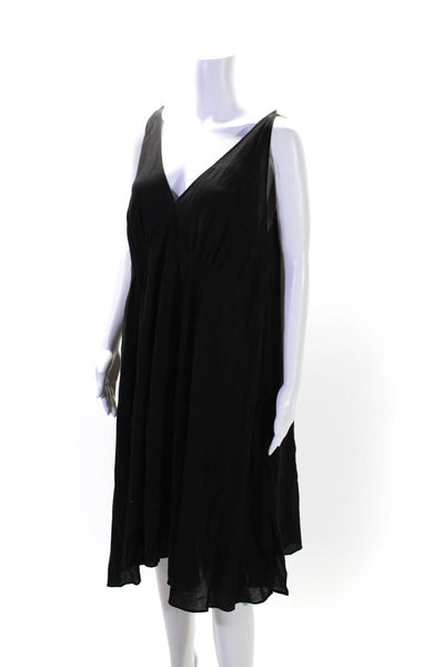 & Other Stories Womens V-Neck Low Back Pleated Sleeveless Dress Black Size 10