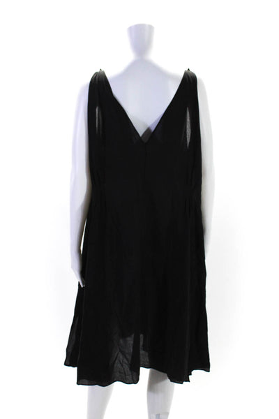 & Other Stories Womens V-Neck Low Back Pleated Sleeveless Dress Black Size 10