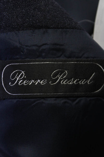 Pierre Pascal Mens Navy Wool Double Breasted Long Sleeve Blazer Jacket Size 40