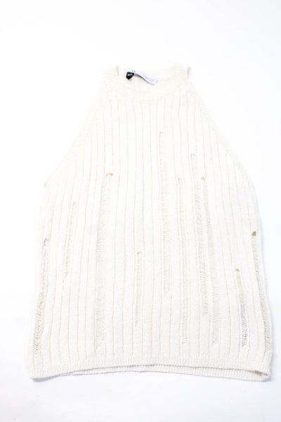 Zara Womens Knit Tank Dress Button Down Shacket White Multicolor Size S XS Lot 3