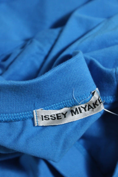 Issey Miyake Womens Cobalt Blue Cotton Crew Neck Short Sleeve Tee Top Size M