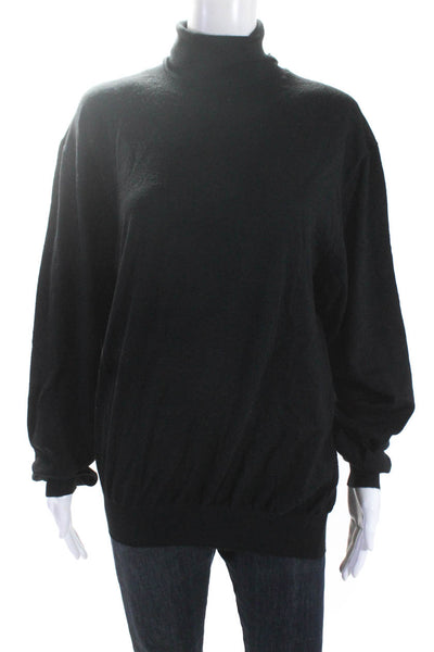 Hermes Womens Black Cashmere Turtleneck Long Sleeve Pullover Sweater Top Size L