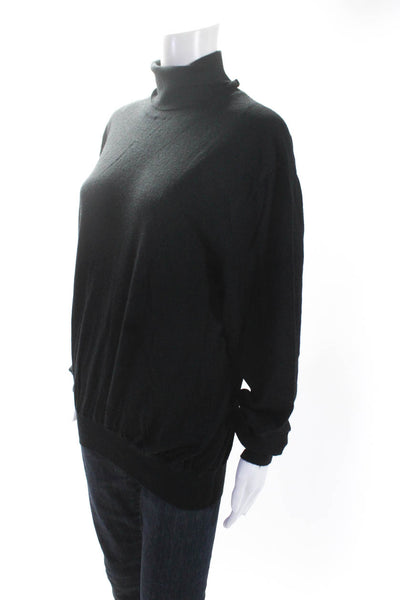 Hermes Womens Black Cashmere Turtleneck Long Sleeve Pullover Sweater Top Size L