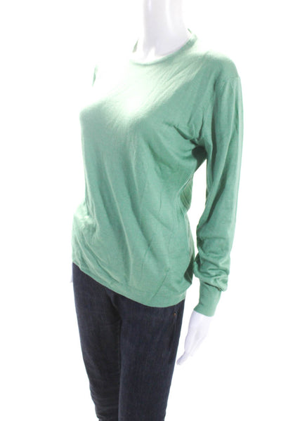 Max Field Womens Green Cashmere Crew Neck Long Sleeve Blouse Top Size S