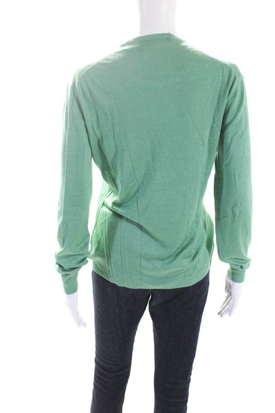 Max Field Womens Green Cashmere Crew Neck Long Sleeve Blouse Top Size S