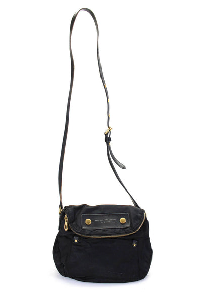 Marc By Marc Jacobs Womens Gold Tone Flap Crossbody Shoulder Handbag Black