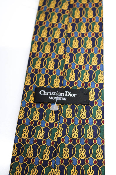 Christian Dior Mens Silk Printed Necktie Multi Colored