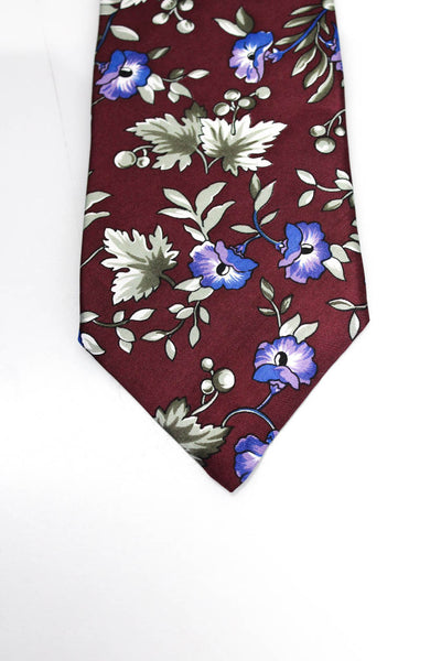 Christian Dior Mens Silk Floral Print Necktie Purple