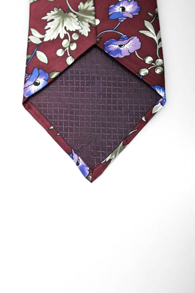 Christian Dior Mens Silk Floral Print Necktie Purple