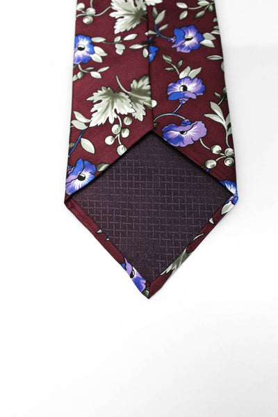 Christian Dior Mens Silk Floral Print Necktie Purple